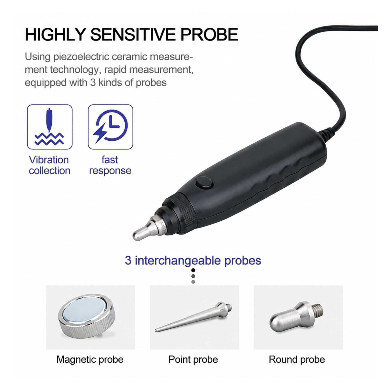 Vibromètre, Vibromètre Numérique AS63B, Type Sonde, Portatif Détaché
