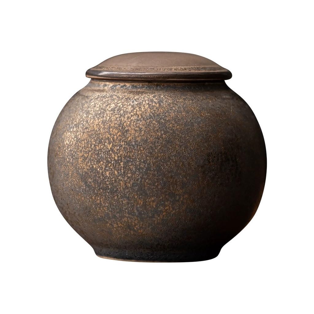 ENGENDER Tea Storage Jar Retro Gilt Ceramic Tea Can Household Simple Mini Storage
