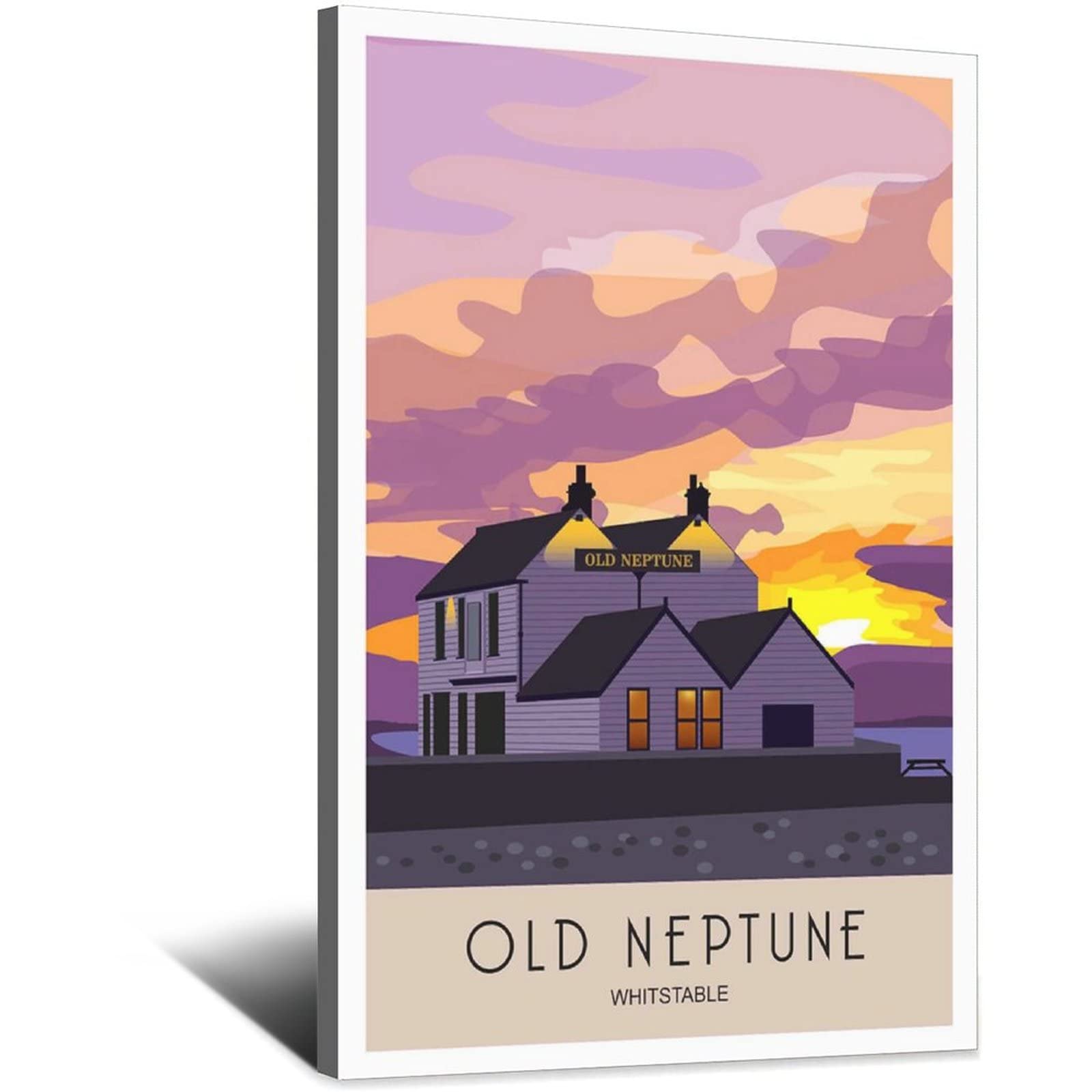 Uejd Frame-Style Vintage Whitstable Kent Sunset Travel Poster Decorative Posters Modern Bedroom Canvas Art Poster Picture Painting Posters Wall Decor Art Gift