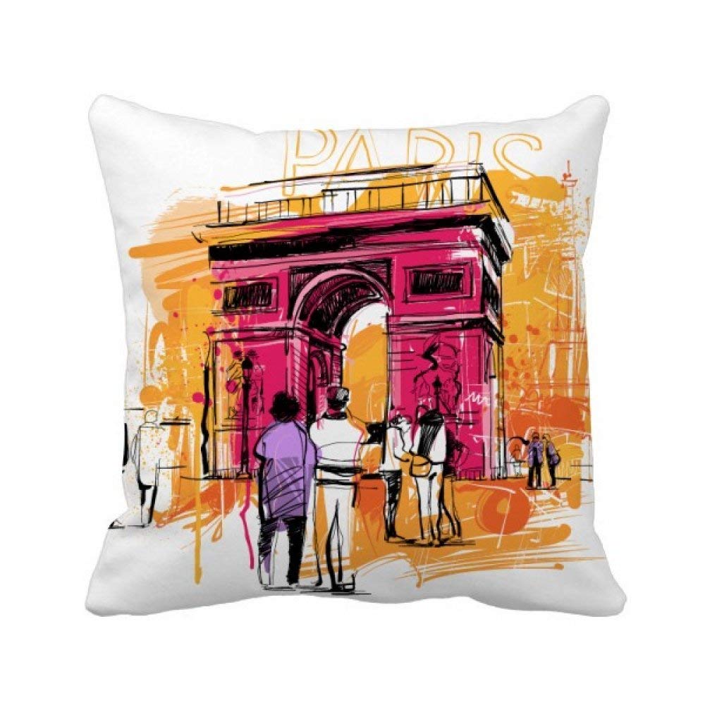 Oreiller Arc de Triomphe housse de coussin carrée 40x40 décoration maison