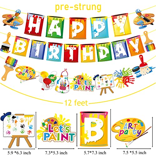 Art Paint Happy Birthday Banner Painting Birthday Party Decoration For Art Painting Theme Party Artist Baby Shower Paint Splatter Party Supplies #TOP2