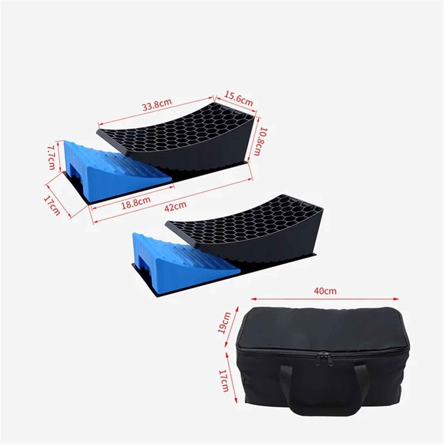 2 Pcs RV Leveling Blocks Camper Wheel Chocks RV Camper Leveler Kit with Anti-Slip Mat Carrying Bag Level