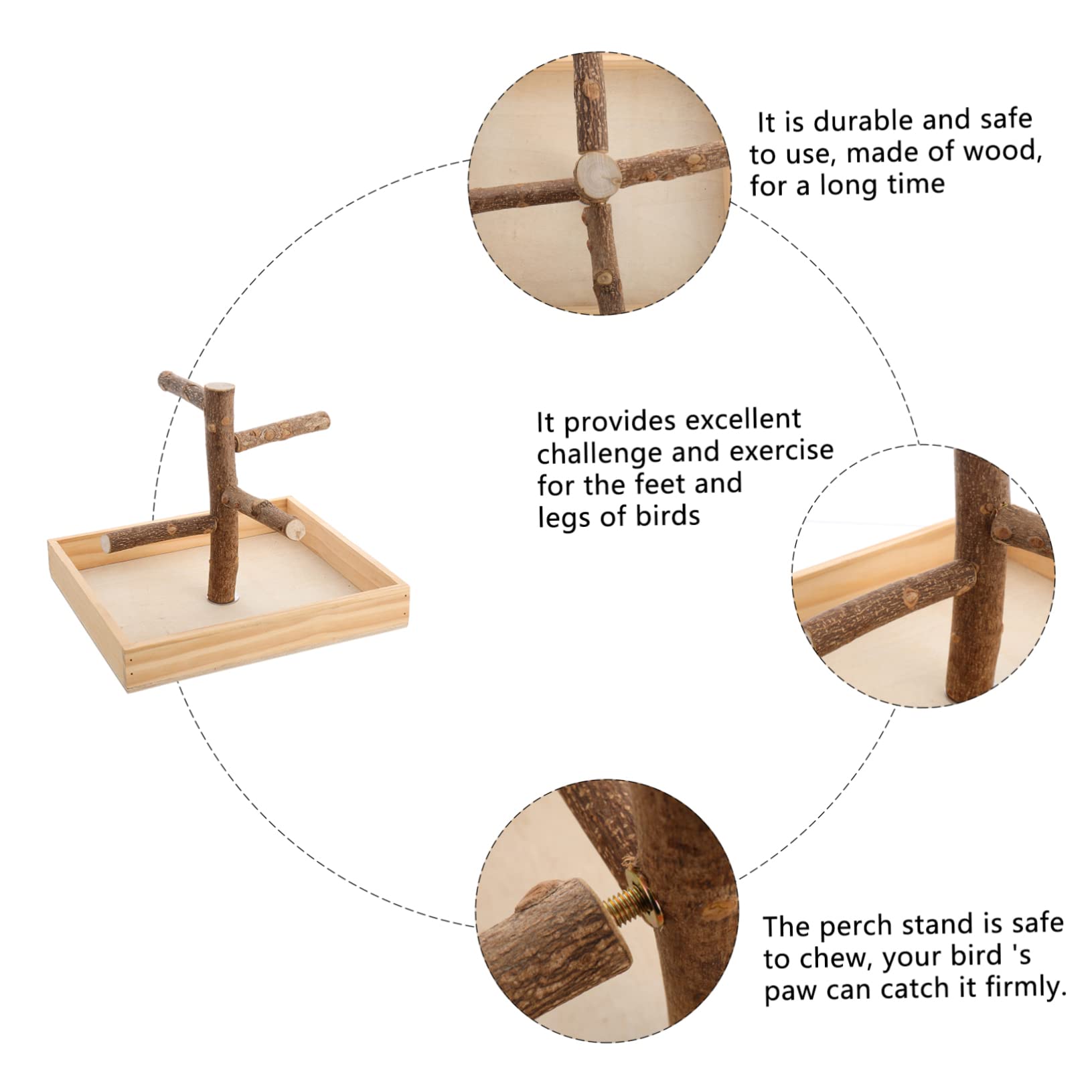 DOITOOL Percha de Madera para Pájaros Cockatiel Desarrolla Equilibrio y Coordinación Soporte Seguro para Morder Juguete de Entrenamiento para Aves en Casa