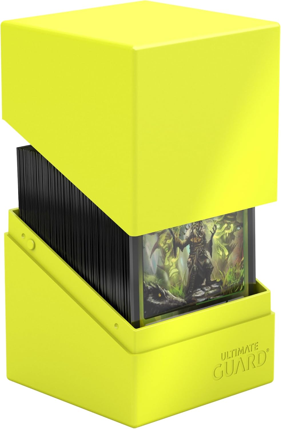 Ultimate Guard Boulder Solid 100+, Deck Case for 100 Double-Sleeved TCG Cards, Neon Yellow, Secure & Durable Storage for Trading Card Games, No Transparency