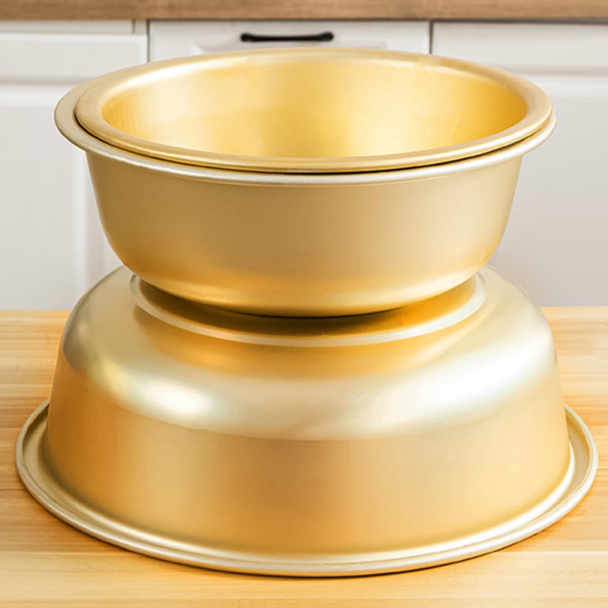 iplusmile Tazón Grande de Aluminio Dorado para Sopa Capacidad Amplia, Diseño Redondo y Seguro, Adecuado para Cocina y Lavado de Arroz