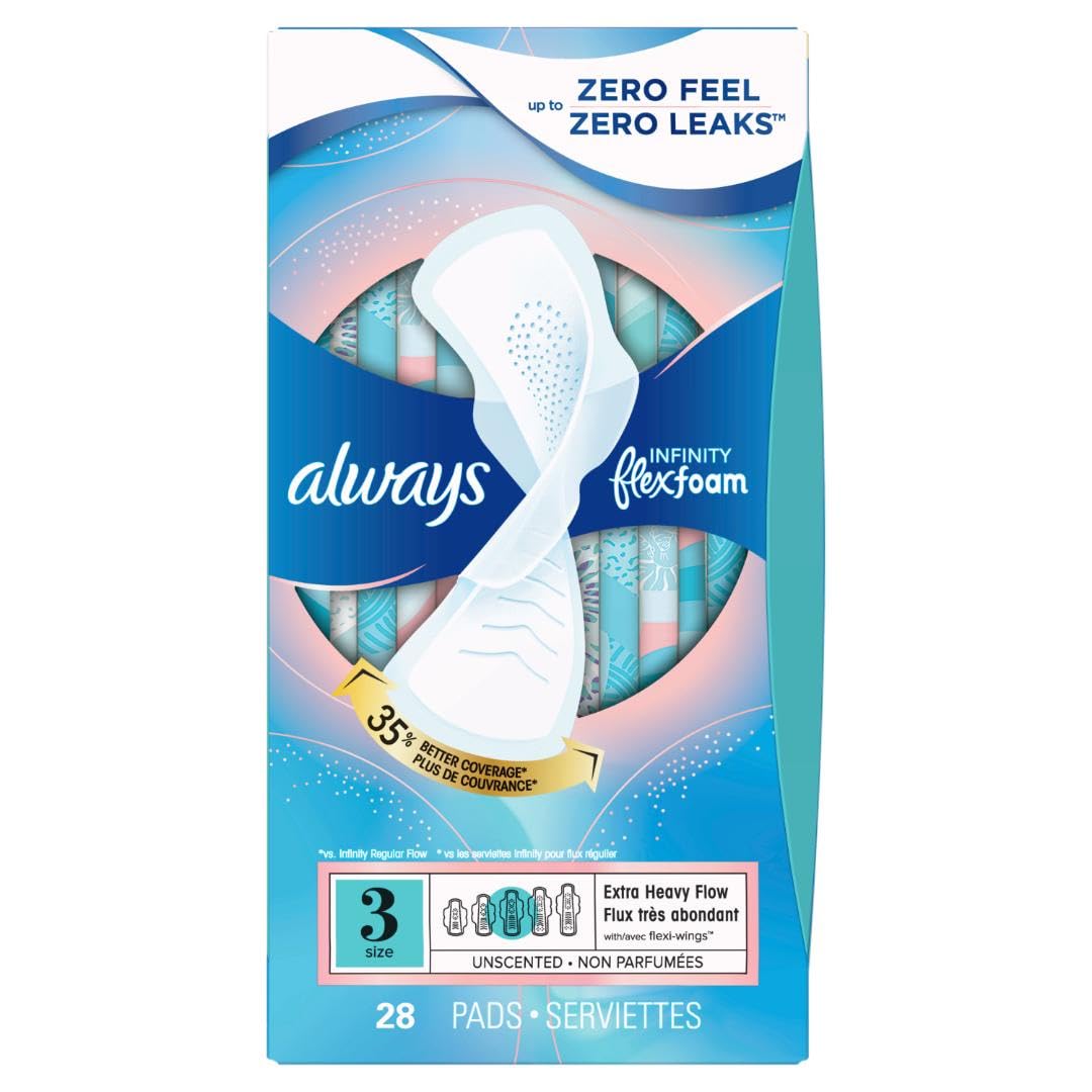 Always Infinity FlexFoam podkładki dla kobiet, rozmiar 3, bardzo duża chłonność, bezzapachowe, 28 sztuk