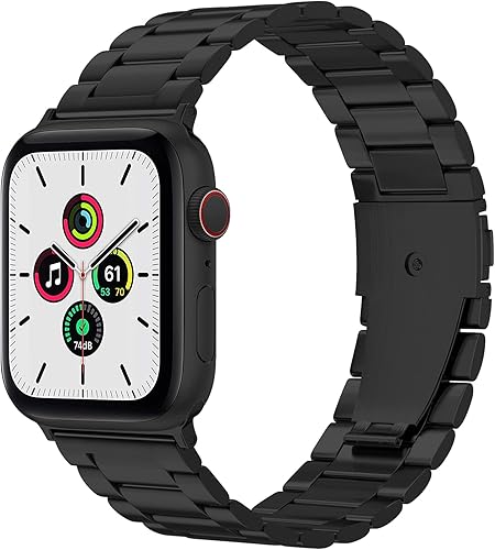 Compatible con correas de Apple Watch de 1.772 in, 1.654 in, 1.732 in, 1.496 in, 1.575 in, 1.614 in, correa de repuesto de acero inoxidable para