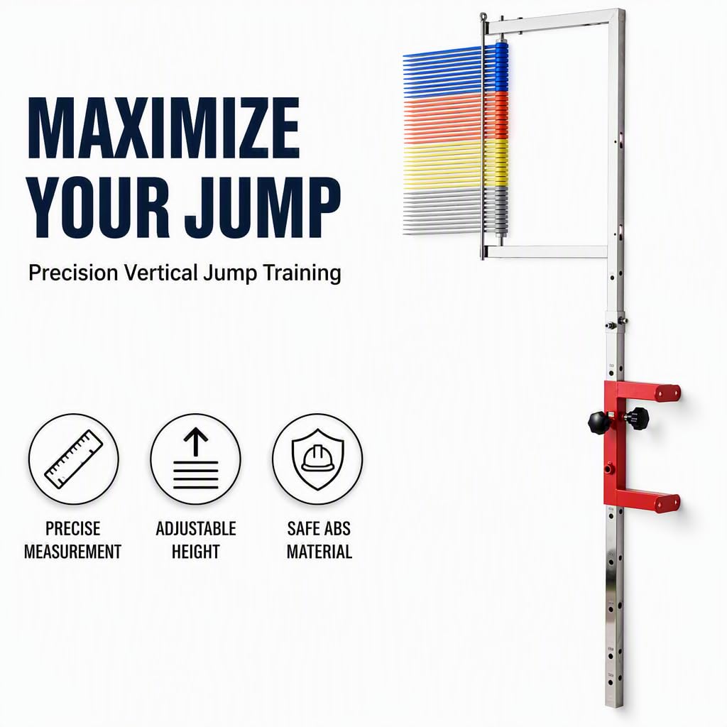 Medidor de Salto Vertical con Altura Ajustable de 4,5 a 5,2 pies, paletas Objetivo de 4 Colores para Entrenamiento