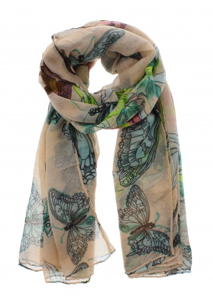 Zac's Alter Ego Long Lightweight Large Butterfly & Flowers on Scarf