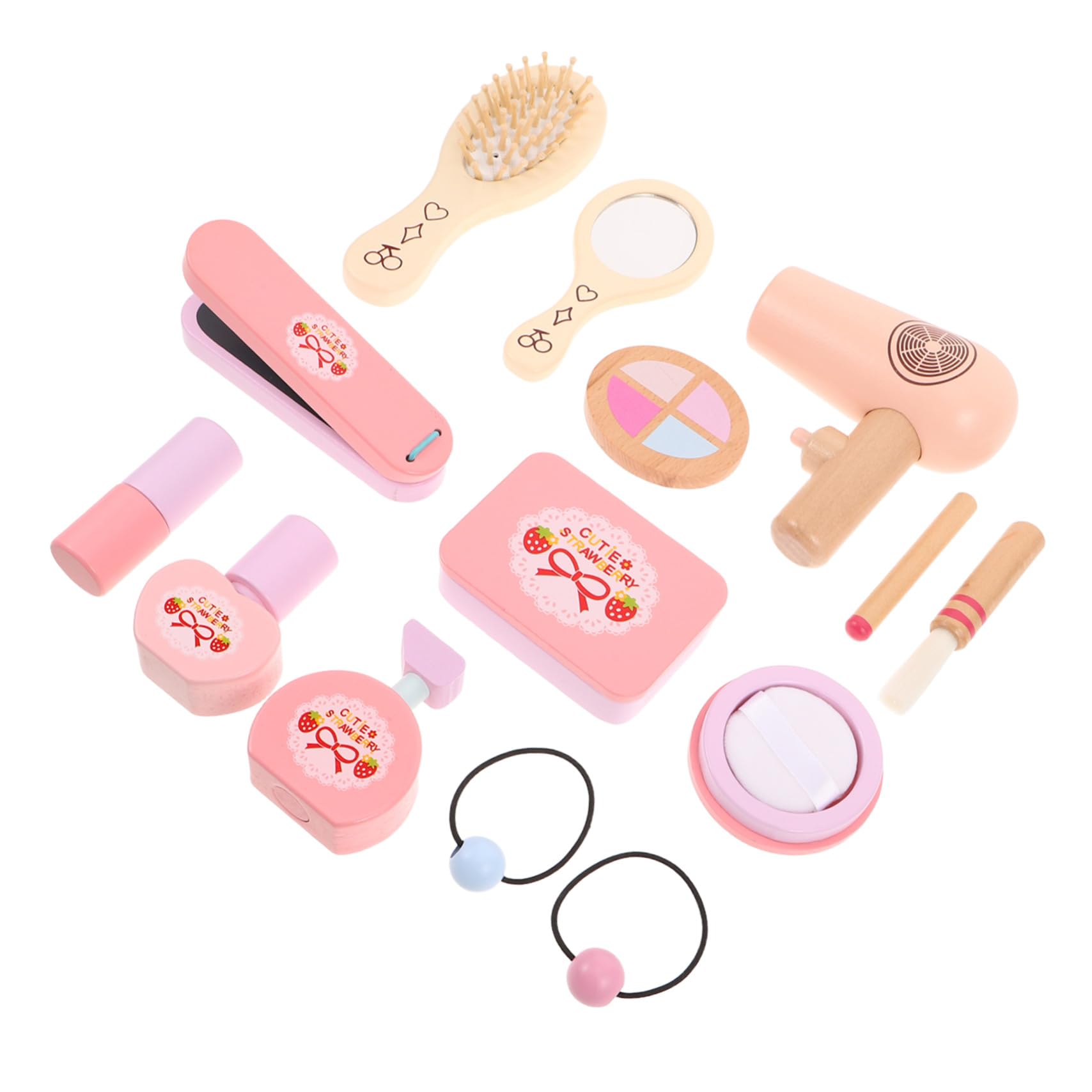 Vaguelly Set di Trucchi in Legno per Ragazzo Ragazza Design Principessa Rosa, Gioco Creativo per Trucco del Rapporto Genitore-figlio, per Gioco di Finzione