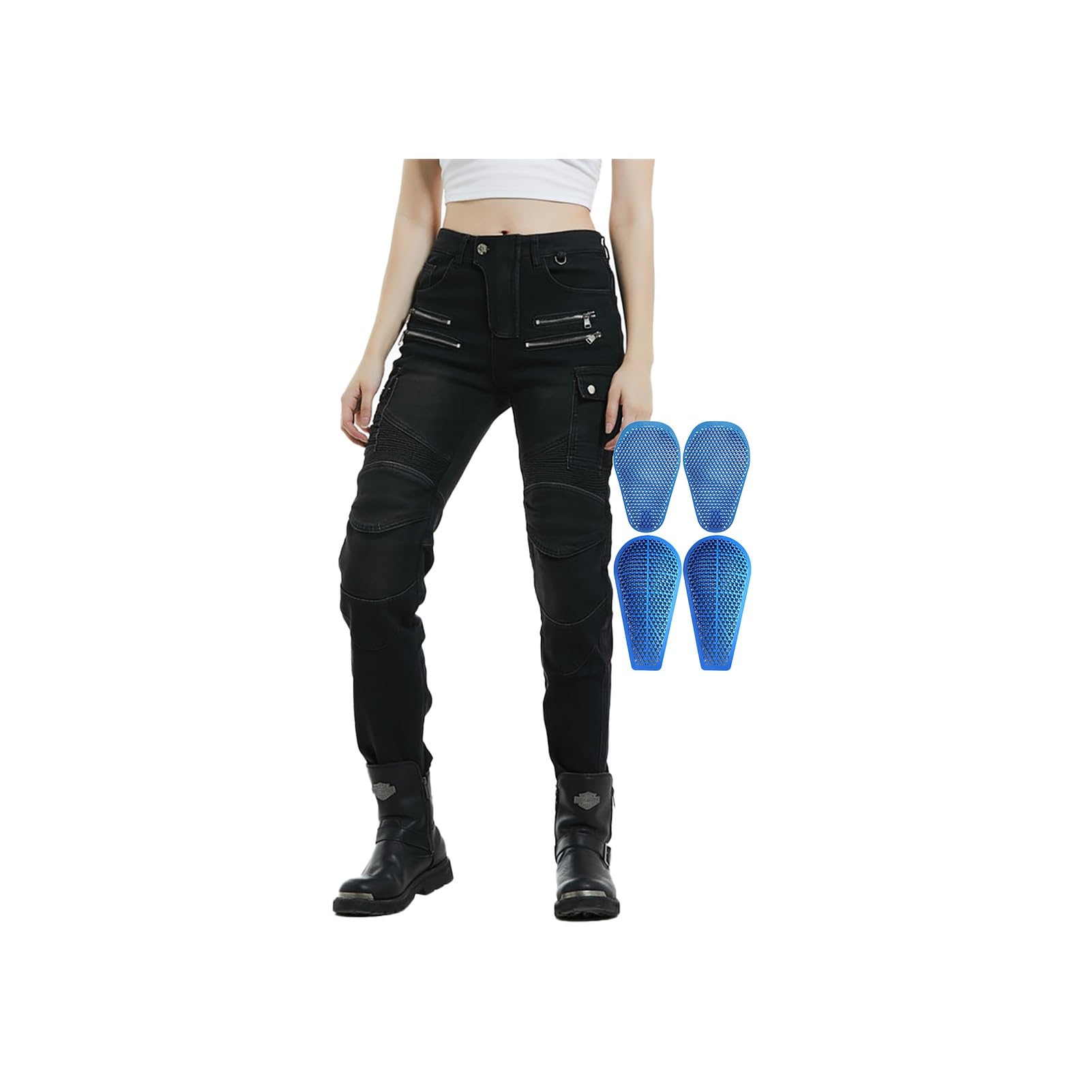 Pantaloni Da Moto Invernali Denim Jeans Antivento CE Protezioni Fianchi E Ginocchia Isolanti Protettivi Adventure Touring