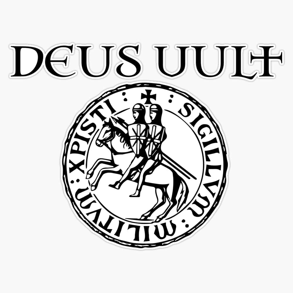 Deus Vult Templar Crusader Sigil Vinyl Sticker Waterproof Decal Laptop Wall Window Bumper Sticker 5 inch (HOF-VETERAN-STICKERS-319)