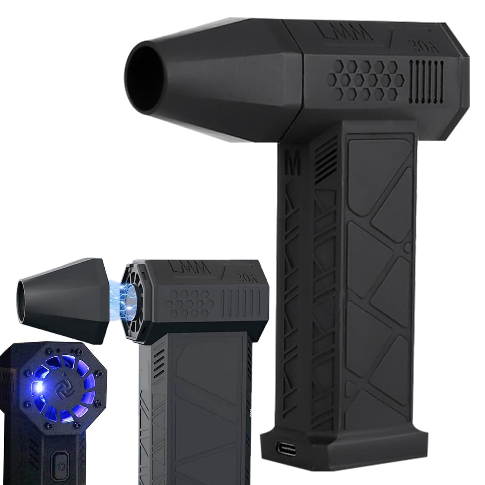 Hydrayne Air Blaster 2,0, Mini plumero de aire eléctrico Recargable Hydrayne, 3 engranajes ajustables, potente soplador de 130000 RPM con luz