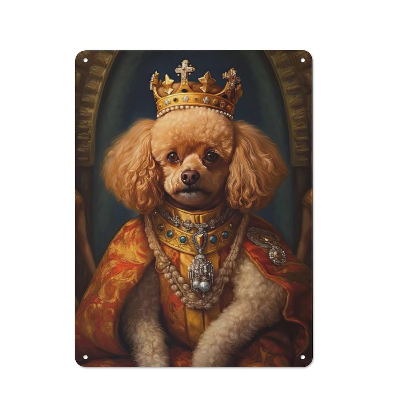 Junmoney Style-11 Toy Poodle The King Retro Metal Wall Decor 40X30cm, Metal Sign For Pub, Home Bar, Shed Or Man Cave, For Relaxed Wall Styling