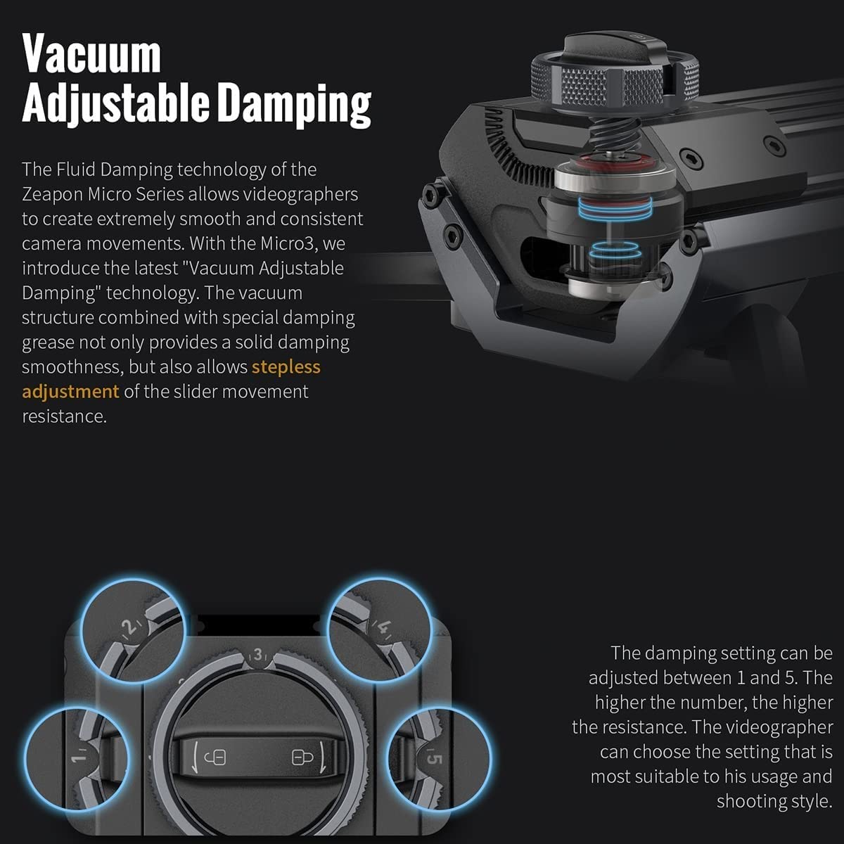 Zeapon Micro 3 E700 Curseur motorisé à Double Distance avec Batterie et Mini rotule, Rail stabilisateur vidéo Dolly Track pour caméscope DSLR