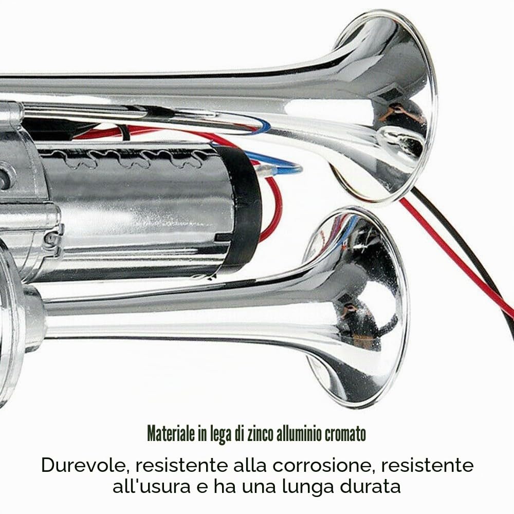Clacson Ad Aria 12 V 150 dB per Camion - Tromba Doppia Super Forte per Auto, Kit di Corno Universale Potente per Furgoni, Moto, Barche