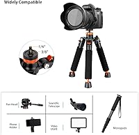 Vista 6 de Monopie de cámara Koolehaoda de aluminio con base de trípode de metal. 6 secciones 18-69 pulgadas ajustables, diámetro de pata Φ28mm, hasta 13lbs