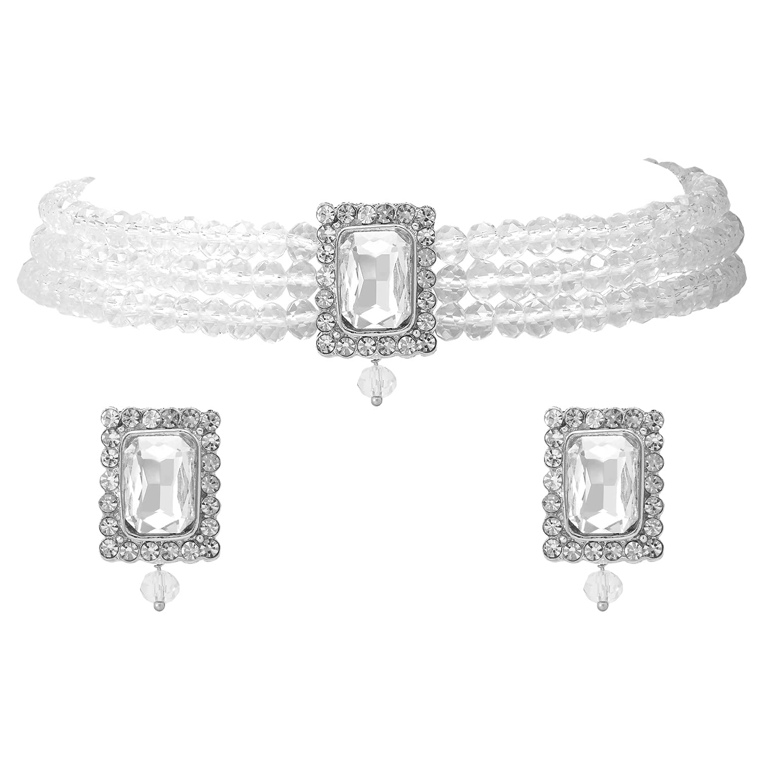 I Jewels Silver Plated Traditional Stone Pearl Choker Necklace Jewellery Set For Women/Girls (ML237ZS) (B092VPQF1B) Amazon Price History, Amazon Price Tracker