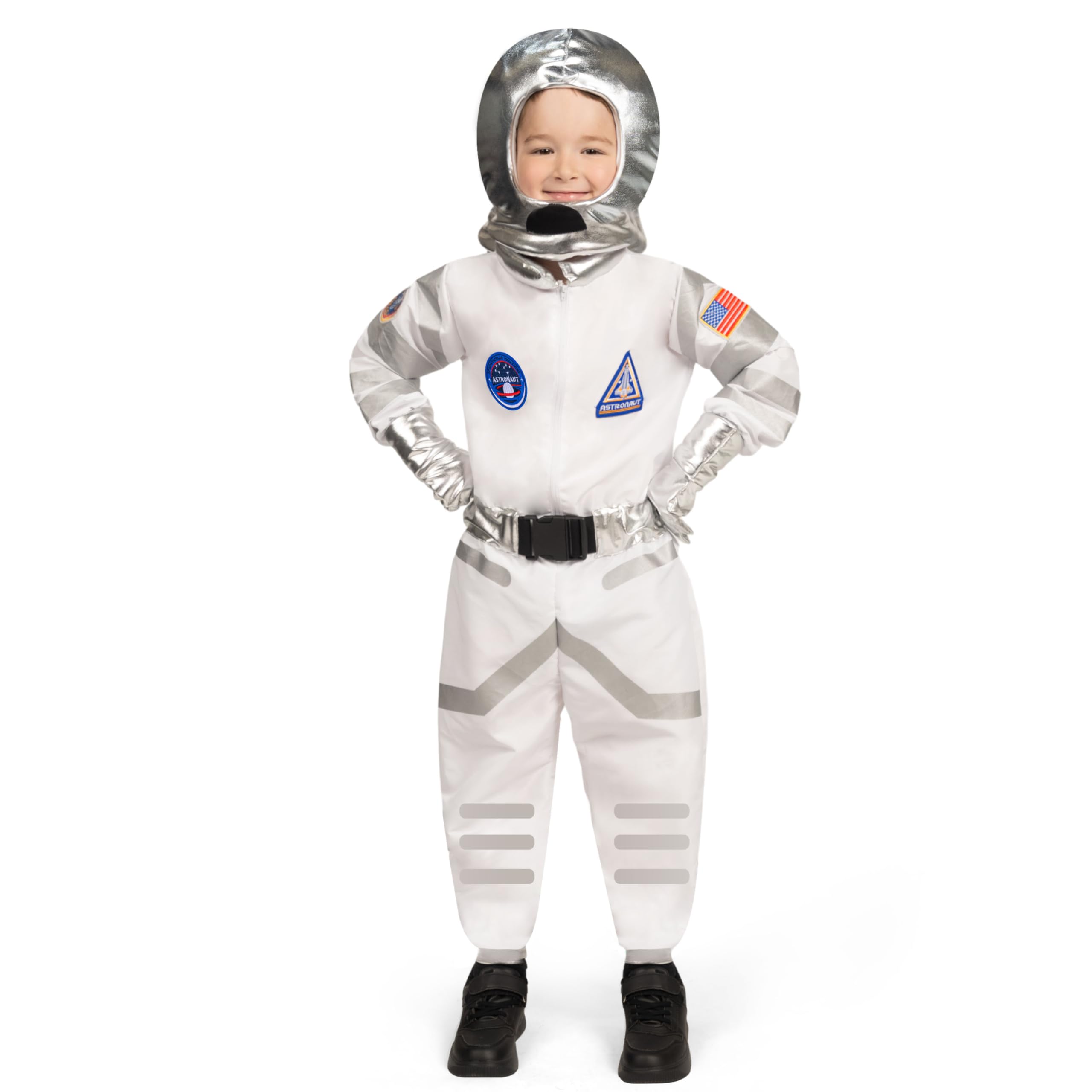 Spooktacular Creations Niebieski kostium astronauty z kaskiem dla dzieci, kombinezon kosmiczny, kostium astronauty NASA dla chłopców i dziewczynek, pretend Role Play Dress Up