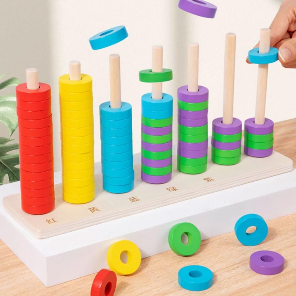 Jouet Montessori Bois Arc-en-Ciel Trier empiler Couleurs