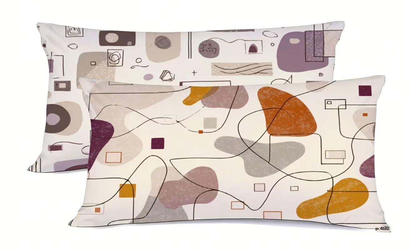 Taie d'oreiller 40x80cm abstrait housse de coussin rectangulaire motif doux deco printemps