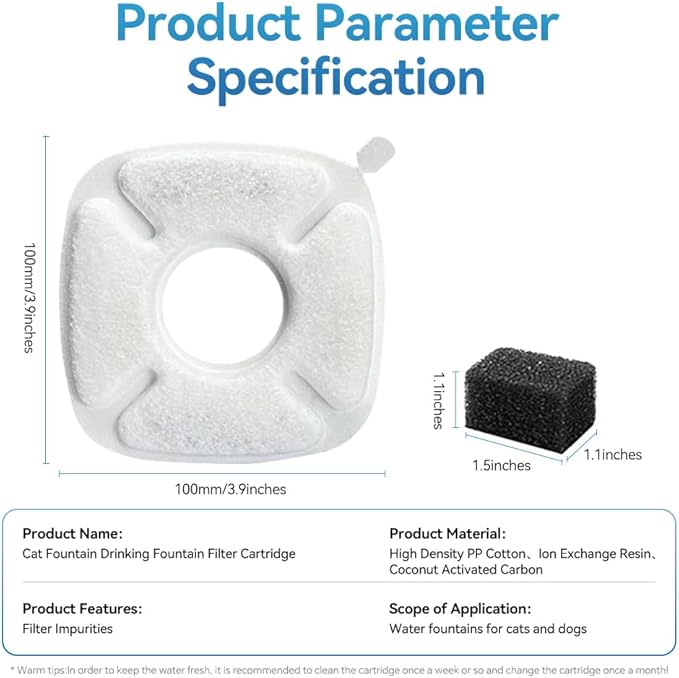 16 Filtros de Repuesto para Fuente de Agua de Gato, 8 Filtros y 8 Esponjas miniatura 5