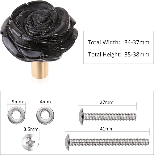 Miniatura 9 de mookaitedecor Juego de 4 pomos de cristal de cuarzo rosa natural con tornillos, tiradores decorativos de piedra floral para cajones de cocina,