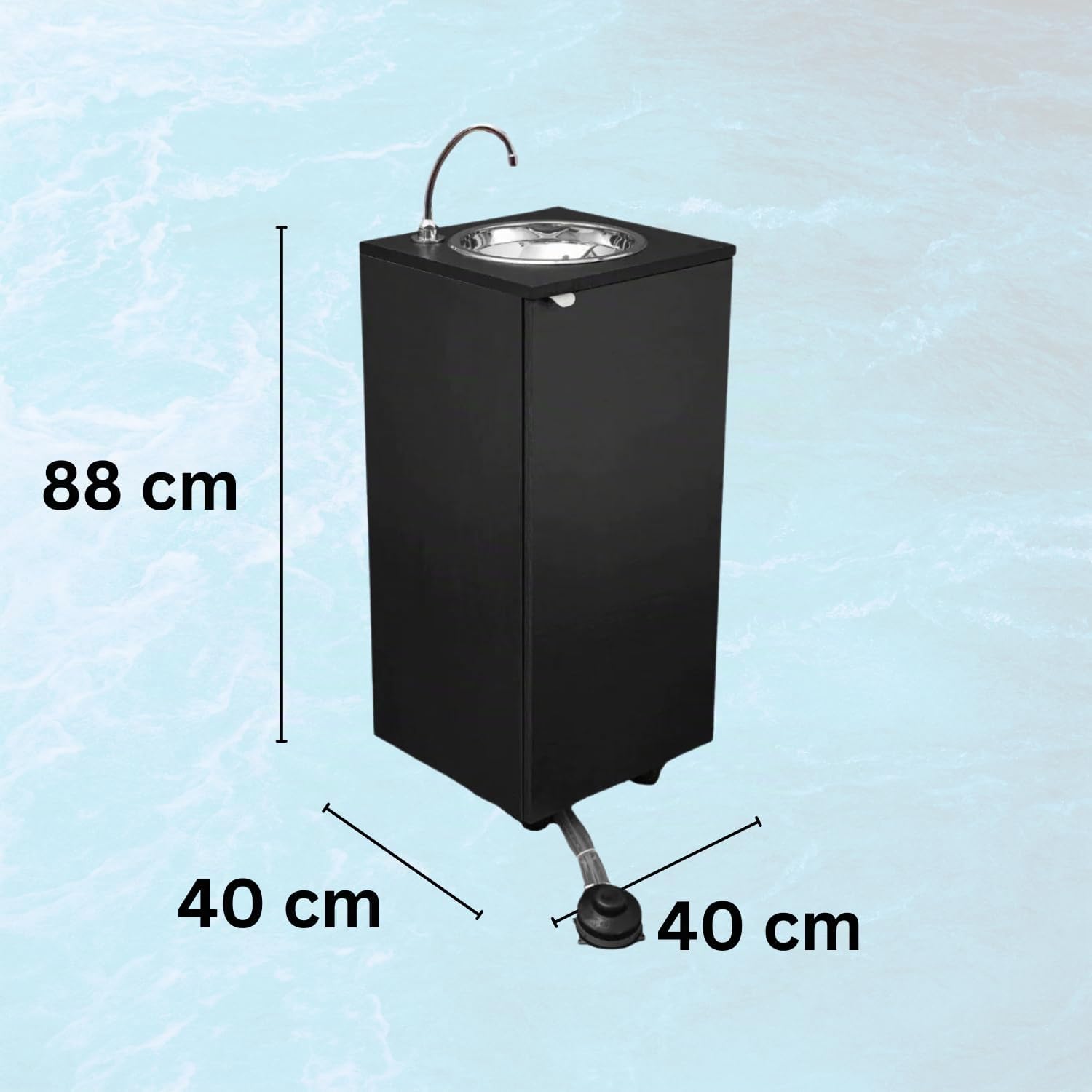 Express Water Basic Dark, Lavabo Portable Autonome Transportable, avec Réservoir d'Eau, en Acier Inoxydable, avec Commande à Pédale, Certifié, pour Magasins et Cabinets Médicaux