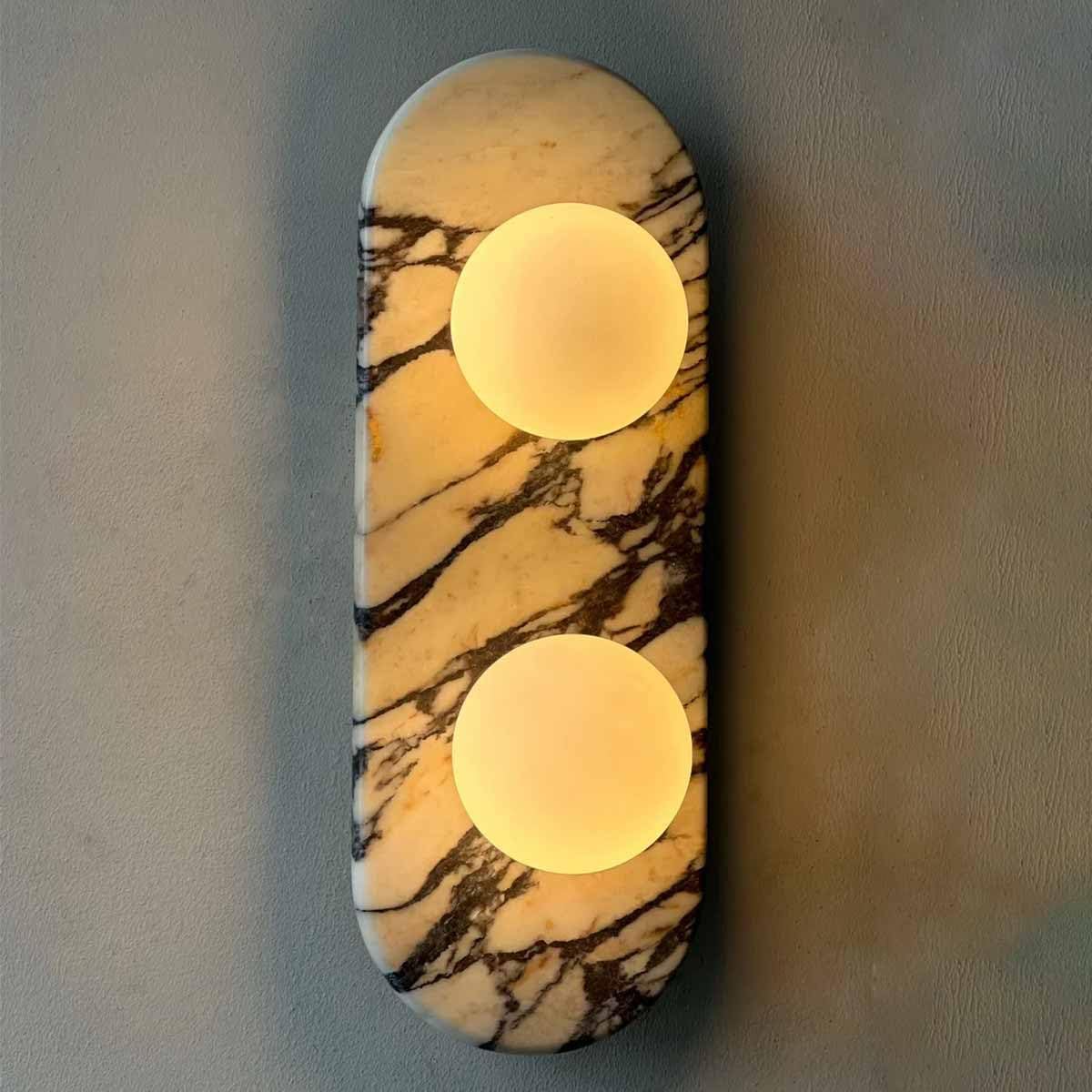 HXYSXHJUO Oval Natural Alabaster Marble Wall Sconces, Modern Hardwired Stone Mount Light Fixtures, Indoor Lamp For Living Room Bedroom Dining Stairway White 44CM