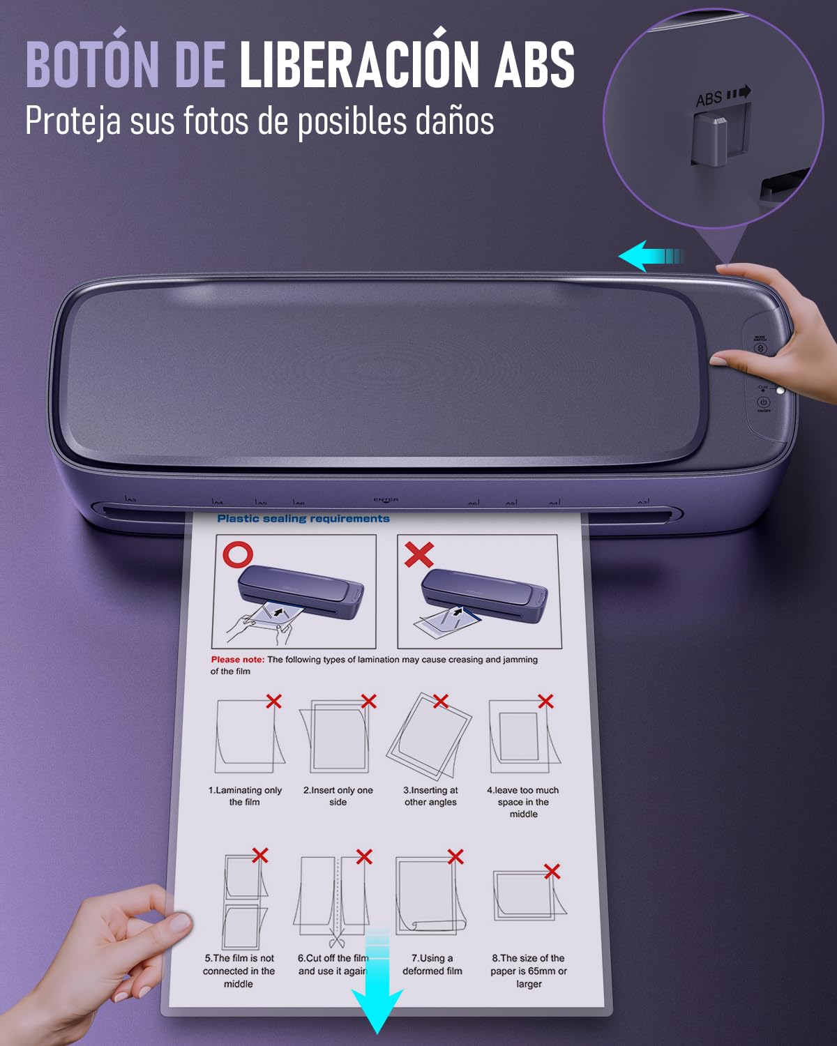 Plastificadora A3 con 30 Fundas Plastificar, Frío y Caliente Laminadora para A3 A4 A5 A6, 9 in 1 Maquina Plastificadora con Cortador de Papel y Redondeador para Escolar, Oficina, Hogarar