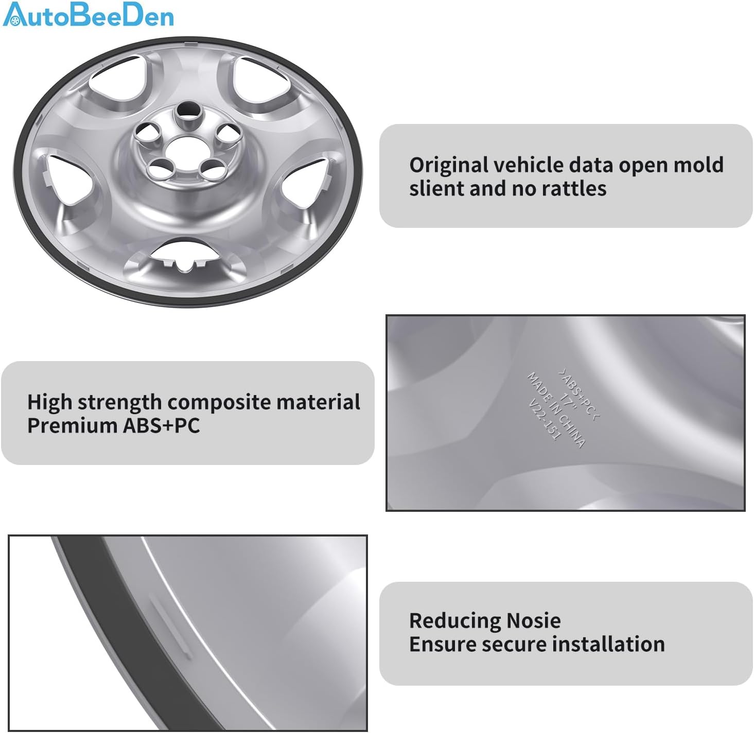 4-Pack 17 inch Wheel Skins Compatible with Honda CR-V CRV 2007 2008 2009 2010 2011, Fit for 17" Alloy Wheel, 42700-SWA-A01, Rim Cover Hubcap Hub Cap (Chrome Color)
