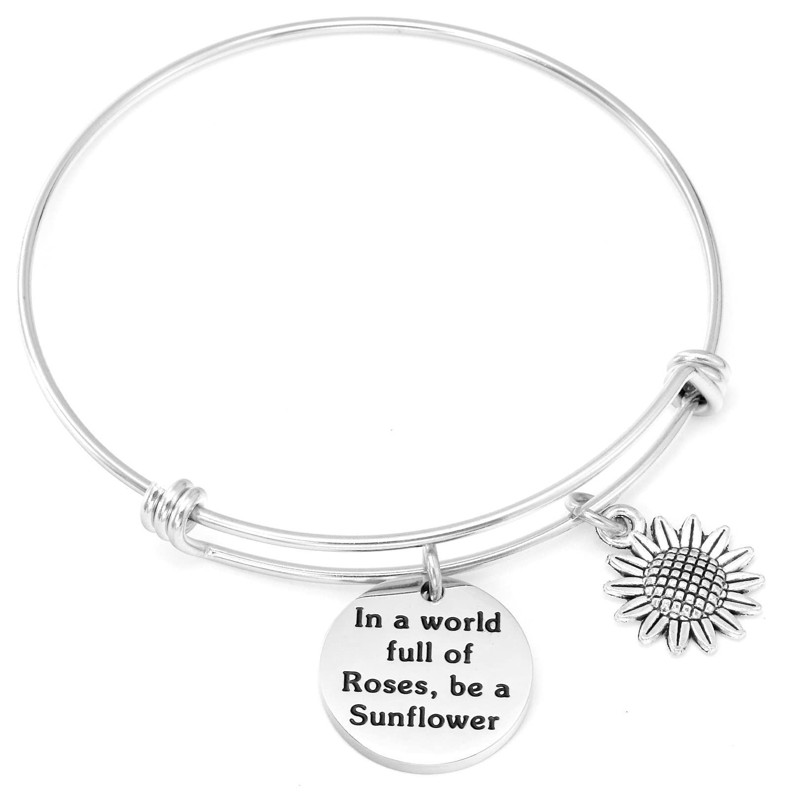 Kivosliviz Sunflower Bracelets for Women I Want to be Like a Sunflower so That Even on The Darkest Days I Will Stand Tall and Find The Sunshine Sunflower Charm Bracelet Sunflower Bangle Jewelry Gifts