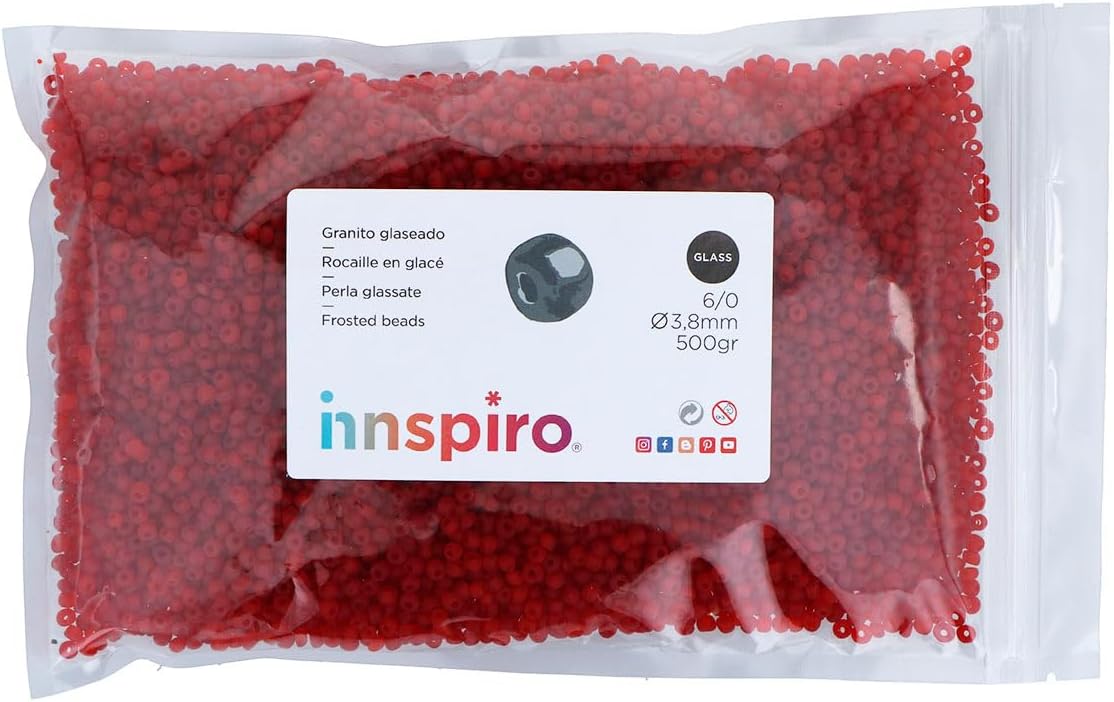 INNSPIRO Round Glass Crystal White Icing 3.8 mm 500 g Bag for DIY Bracelets and Necklaces Ideal for DIY Jewellery Making with Children Seed Beads