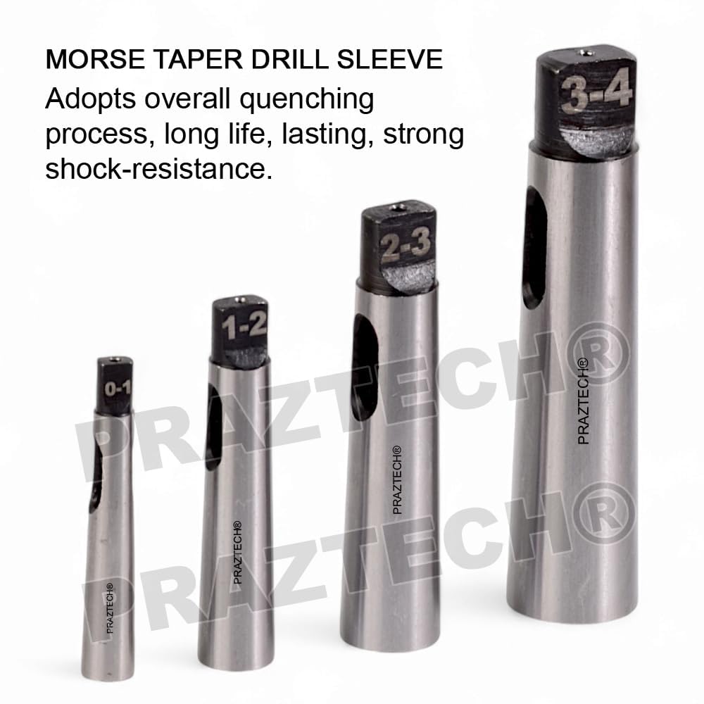 Morsekegelbohrerhülsen-Reduzieradapter für Drehmaschinen-Fräsen | MT1 auf MT0, MT2 auf MT1, MT3 auf MT2, MT4 auf MT3 | Kegelschaft-Bohrreibahlen, Reduzierung um PRAZTECH®