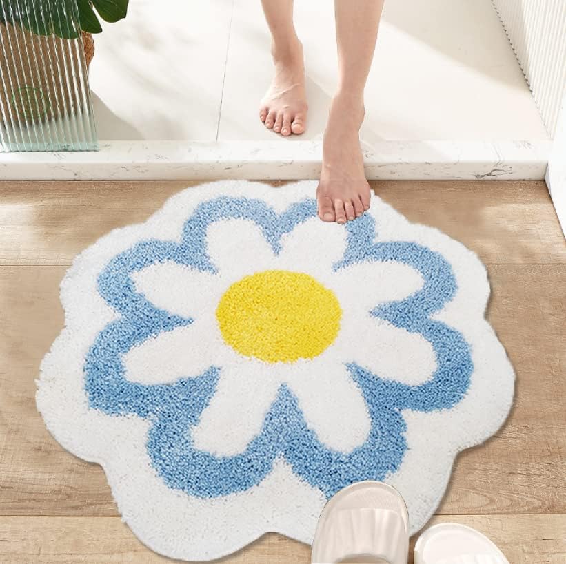 Miniatura 5 de YRXRUS Alfombra de baño de flores, alfombra de baño azul, tapetes de baño de belleza, alfombra de baño de microfibra ultrasuave, alfombra de flores