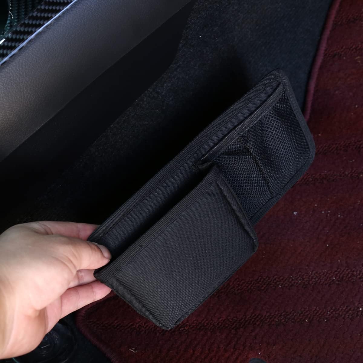 for Toyota Hilux 2015 2016 2017 2018 2019 2020 2021 Black Car Oxford Cloth Gear Shift Side Storage Bag Seat Phone Key Card Tray