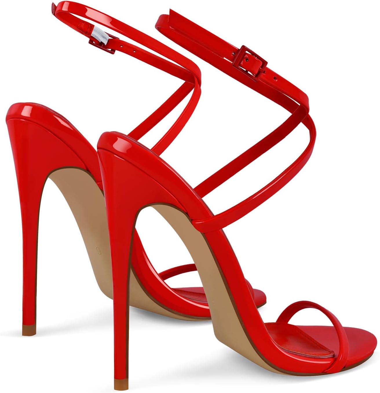 Strappy High Stiletto Heels, Ankle Strap Buckle Heeled Womens Sandals, Sexy Comfort Open Round Toe Heels for Daily Party Dress - Image 6