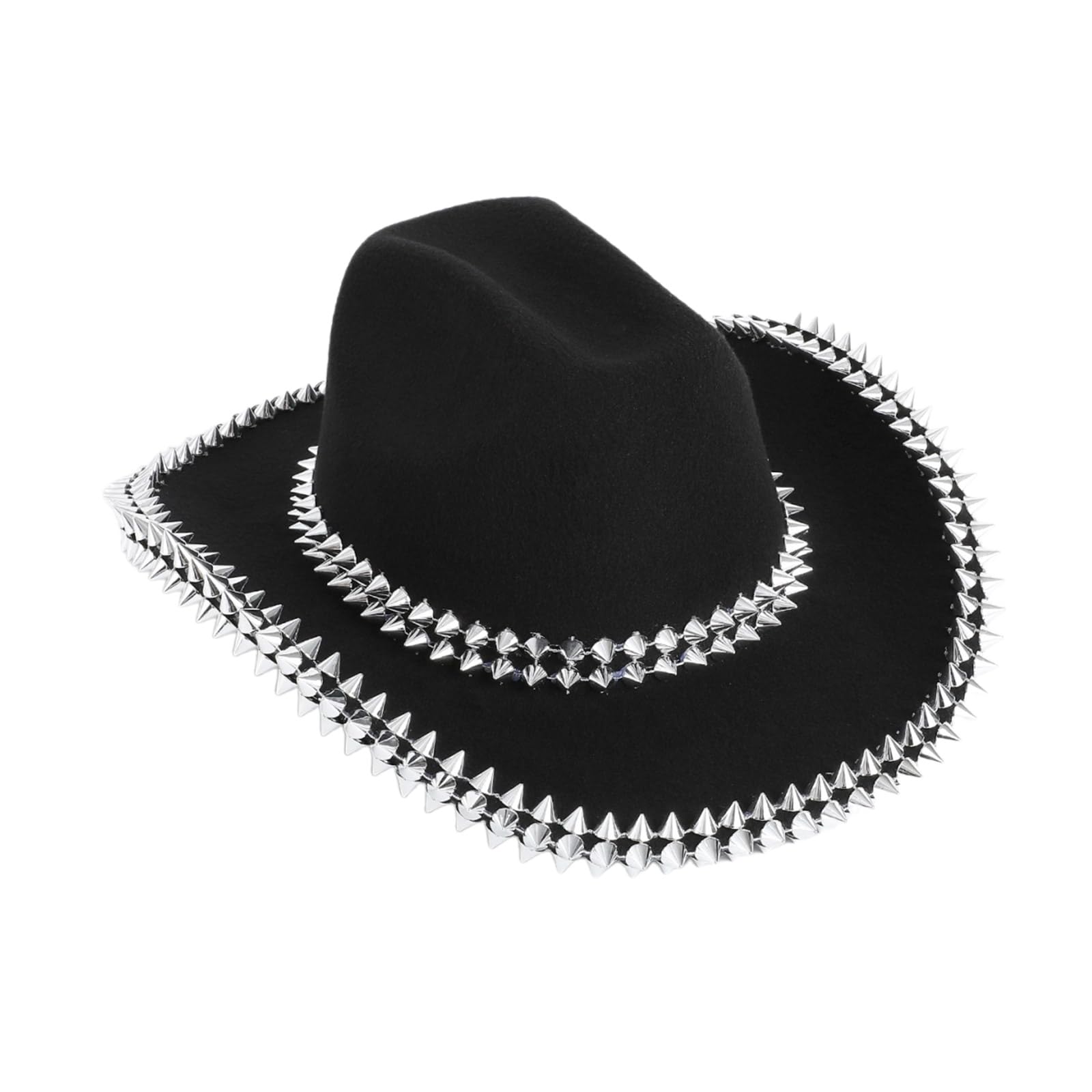 staol Vacation Cowboy Hats Rivets Studded Hand Beading Gift for Girl Cowgirl Hat for Carnivals Music Festival Black, 1-5