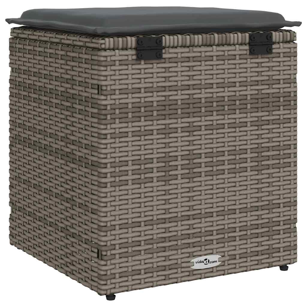 vidaXL Taburetes de jardín con Cojines 2 uds Gris 40x40x43 cm, Asiento de jardín, Asientos al Aire Libre, Taburete de Cubo, Asientos de jardín