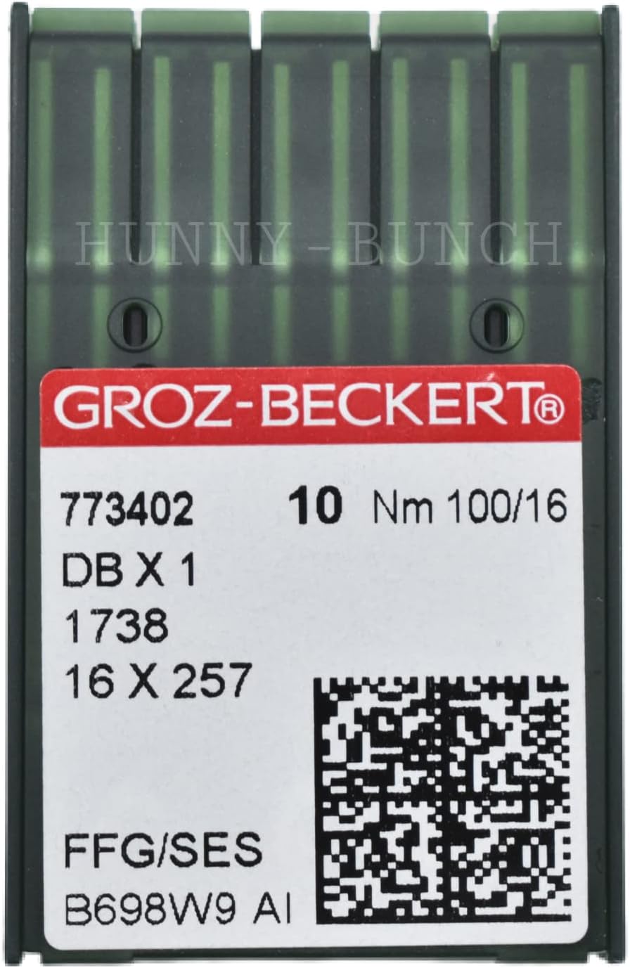 HUNNY-BUNCH (Pack of 10) Premium Groz Beckert Embroidery Machine Needles Works with All Manual & Automatic Machines (Usha/Singer/Brother/Rajesh) (Db 16)