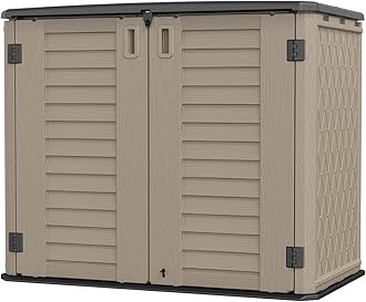 KINYING Outdoor Storage Shed - Horizontal Storage Cabinet Waterproof for Garden, Patio, Backyard, Storage Box for Easy Storage of Garbage Cans, Tools, Lawn Mower, 35 Cubic Feet,Dark Brown