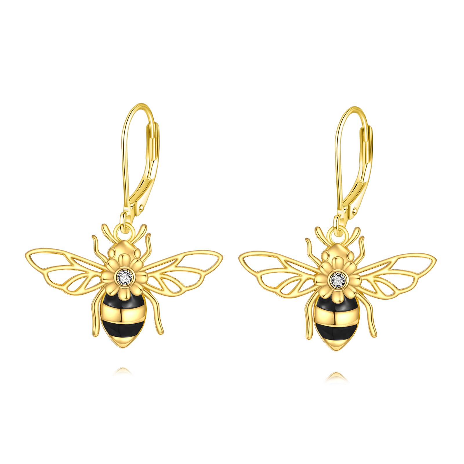 Pendientes de abeja/zorro/rana para mujer, plata de ley, diseño de abeja, zorro, rana, joyería de animales, regalos para mujer