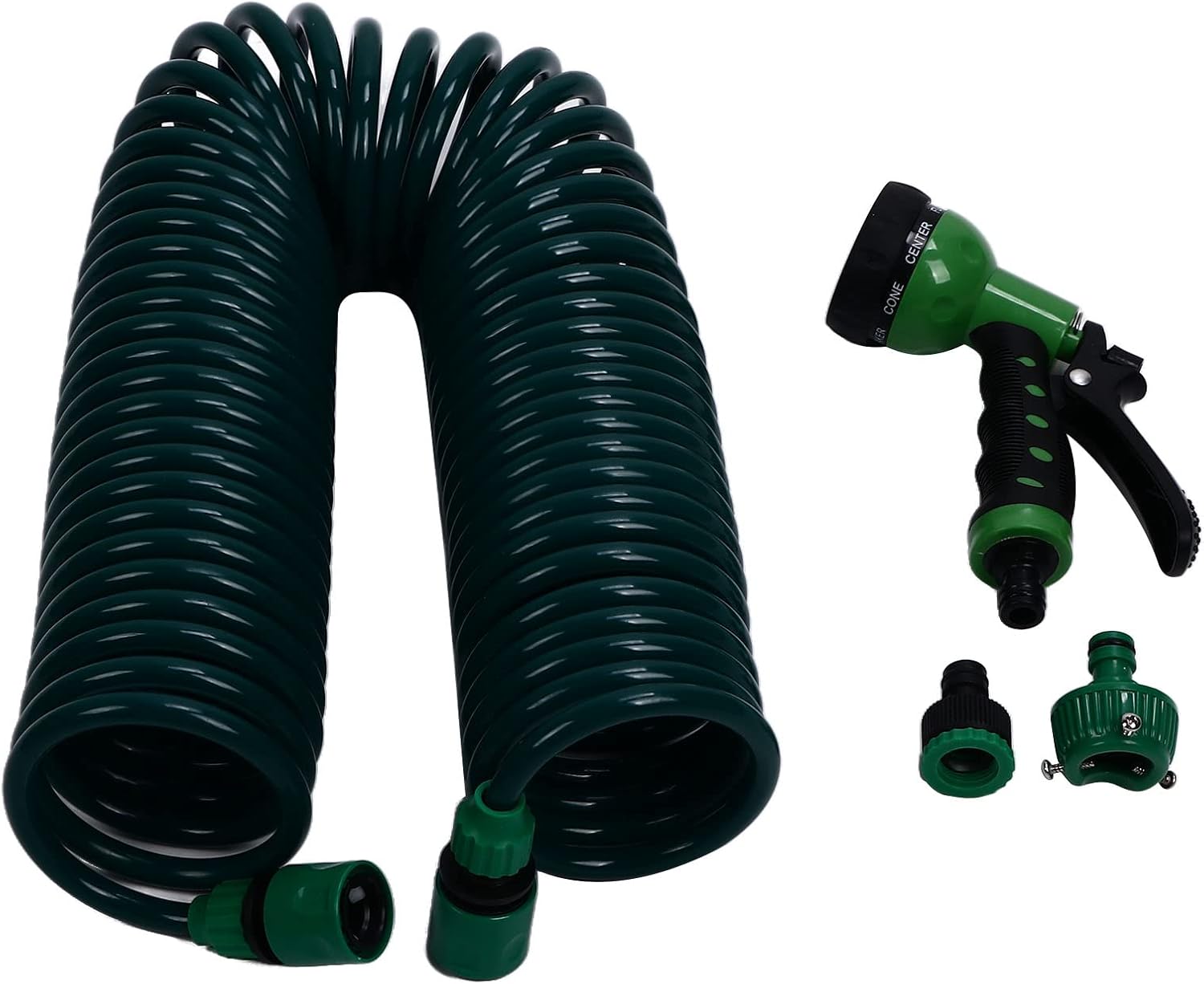 Coil Garden Water Hose 15m/49.2ft EVA 7 Modes, Telescopic Spring Tube for Watering Plants Gardens Lawns with Garden Accessories, for Garden Irrigation, Garden Watering, Car