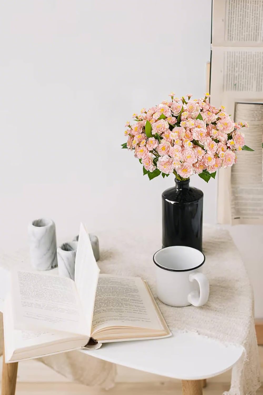 Artificial Flower Bouquets Set of 3 – 13.7" Silk Faux Primroses for Home Decor, Wedding Centerpieces, DIY Floral Arrangements – Realistic Fake Pink Flowers for Indoor Decoration