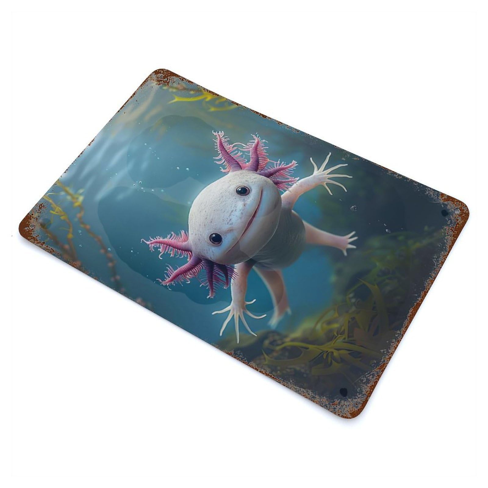 Axolotl Vintage Metal Tin Sign 11.8"x7.9", Industrial Home Decor for Garage, Pub Or Kitchen