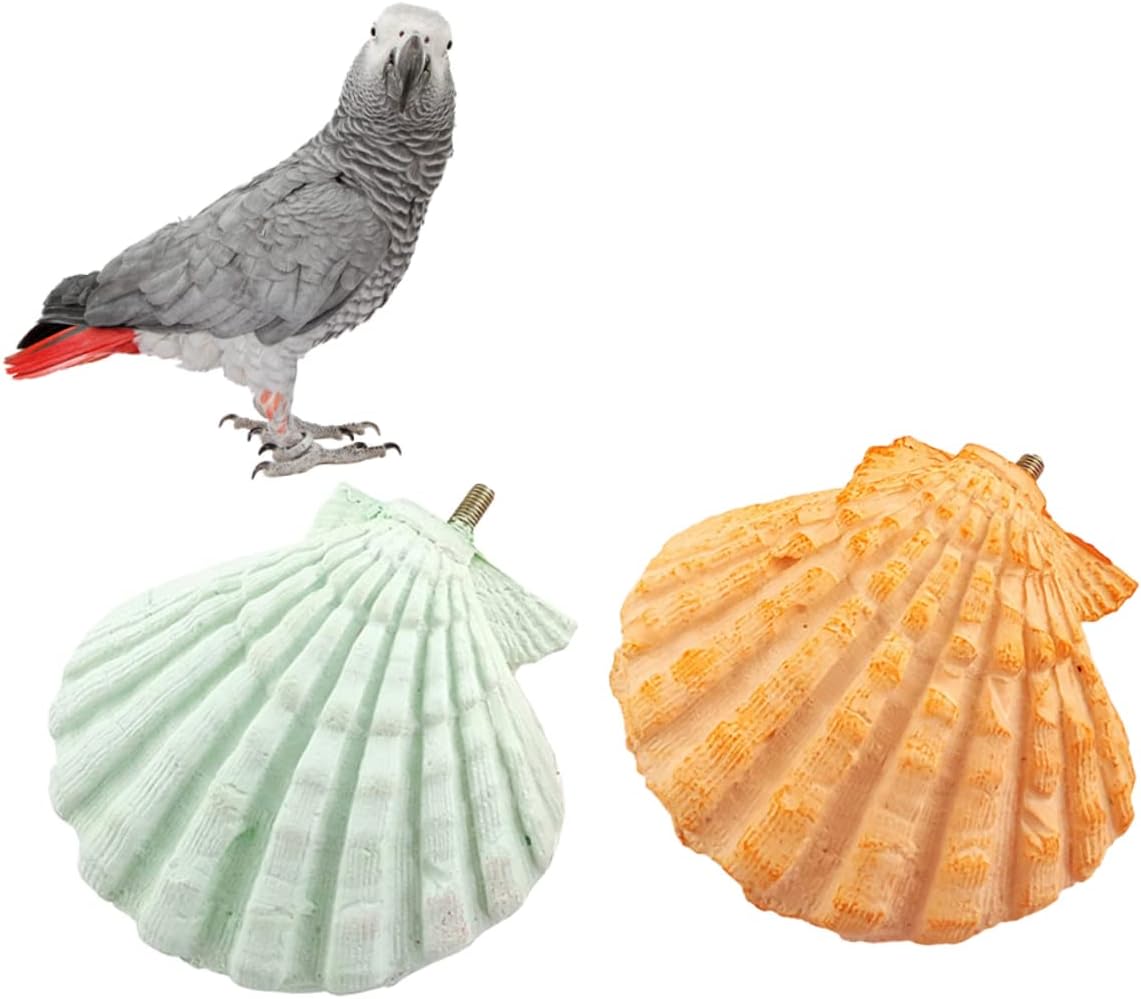 Abaodam 2pcs Parrot Shell Teeth Grinding Stone for Small Pets Calcium Mineral Molars Stone for Rabbits Hamsters and Squirrels Animal Chew and Oral Health Random Color