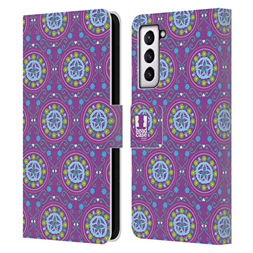 Funda de cuero premium para Samsung Galaxy S21 FE 5G con diseño exclusivo Flores Bohemias