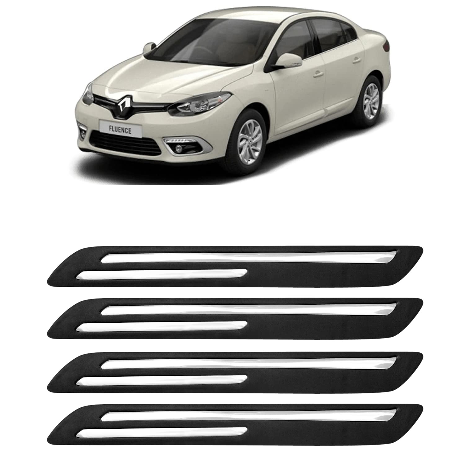 AOSIS-Car Bumper Protector/Bumper Guard for Renault Fluence with Double Chrome Stripe (4-Pcs)