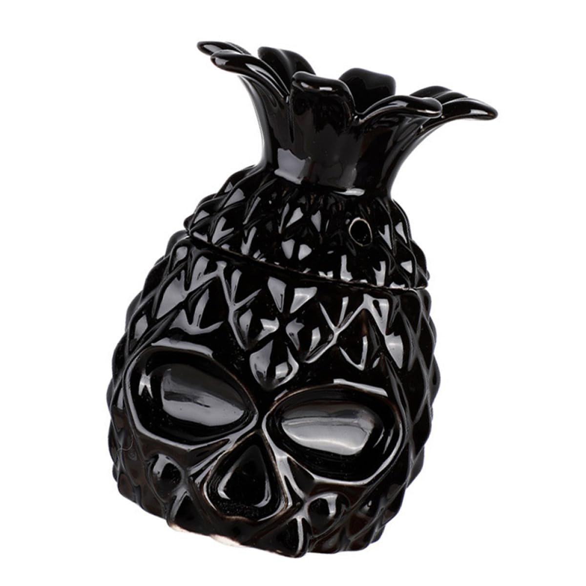 Gobelet céramique noir de squelette et ananas 450ml pour bar et vin