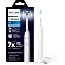 Philips Sonicare 4100 Rechargeable Electric Toothbrush, with Pressure Sensor, 2 Intensity Settings, SmarTimer and QuadPacer, 14-Day Battery Life, White, Model HX3681/23